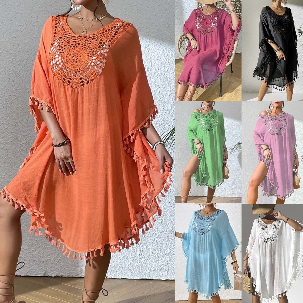 Cover Up Kaftan - Vestido de Praia com Decote Quadrado