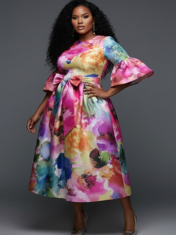 Vestido Midi Plus Size com Dec - Midi Skirt Floral avaliação e preço